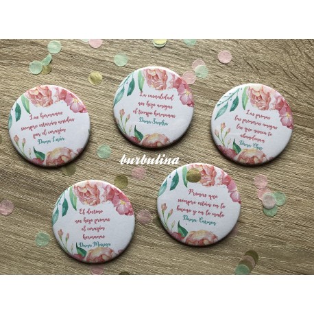 Chapas damas de honor o amigas de la novia