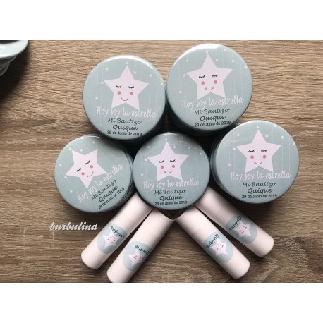 Pack espejo y bálsamo labial en barra para bautizo