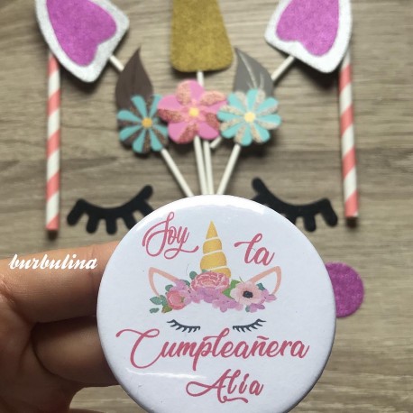 Cake topper unicornio personalizado