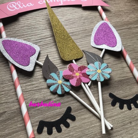 Cake topper unicornio personalizado