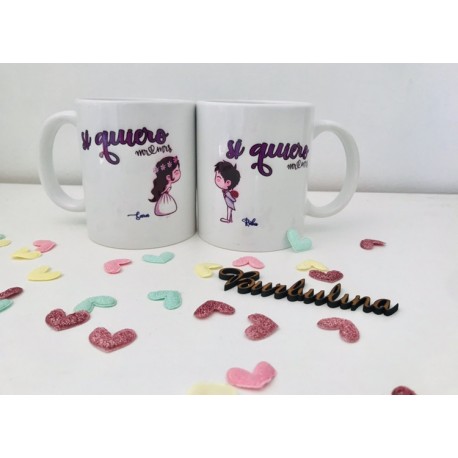 Pack regalo tazas para novios "si quiero"
