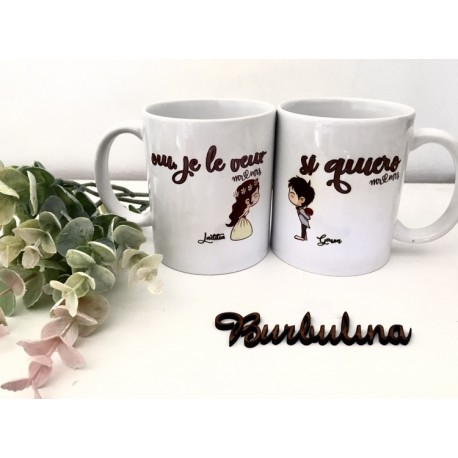 Pack regalo tazas para novios "si quiero"