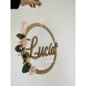 Colgante pared con nombre y flores