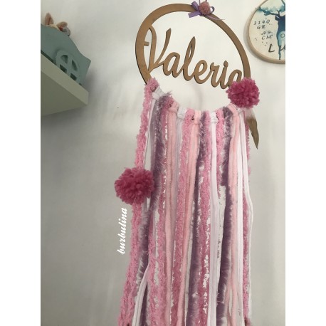 Atrapasueños con nombre 80 cm modelo "Pompones"