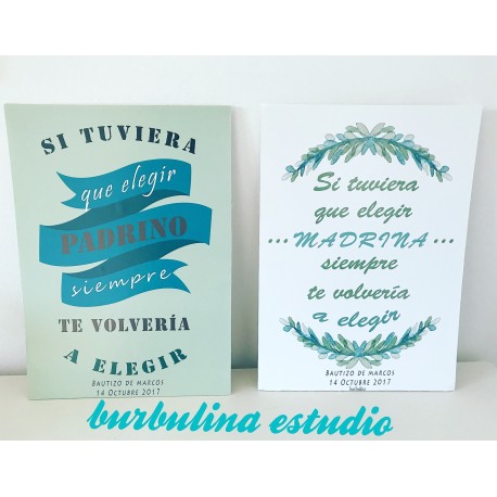 Lámina padrino y madrina cartón pluma