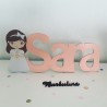 Nombre de madera con muñeco para comunión