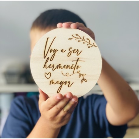 Placa madera voy a ser hermano o hermana mayor