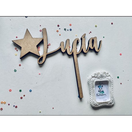 Topper para tarta de madera modelo estrella