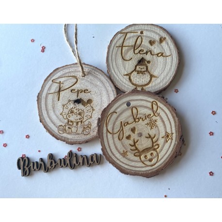 Rodaja de madera gravada 7-8cm