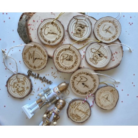 Rodaja de madera gravada 7-8cm