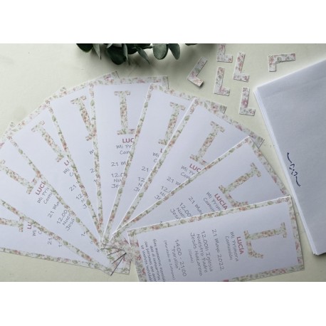 Invitación bautizo o comunión modelo botanic