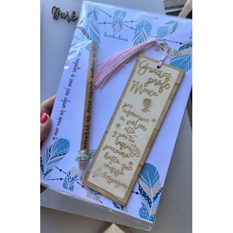 Marca páginas y boli para profe