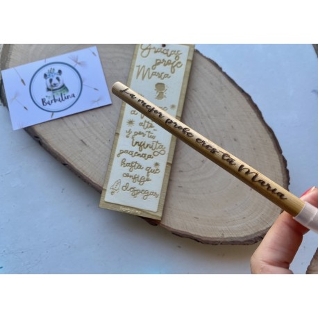 Marca páginas y boli para profe