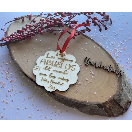 Bola navidad “abuelos” madera