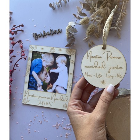 Pack marco  y placa navidad