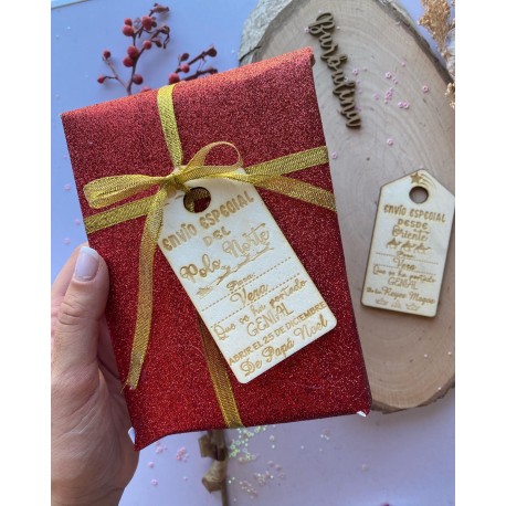 Etiquetas de madera para regalos de Papá Noel y Reyes Magos