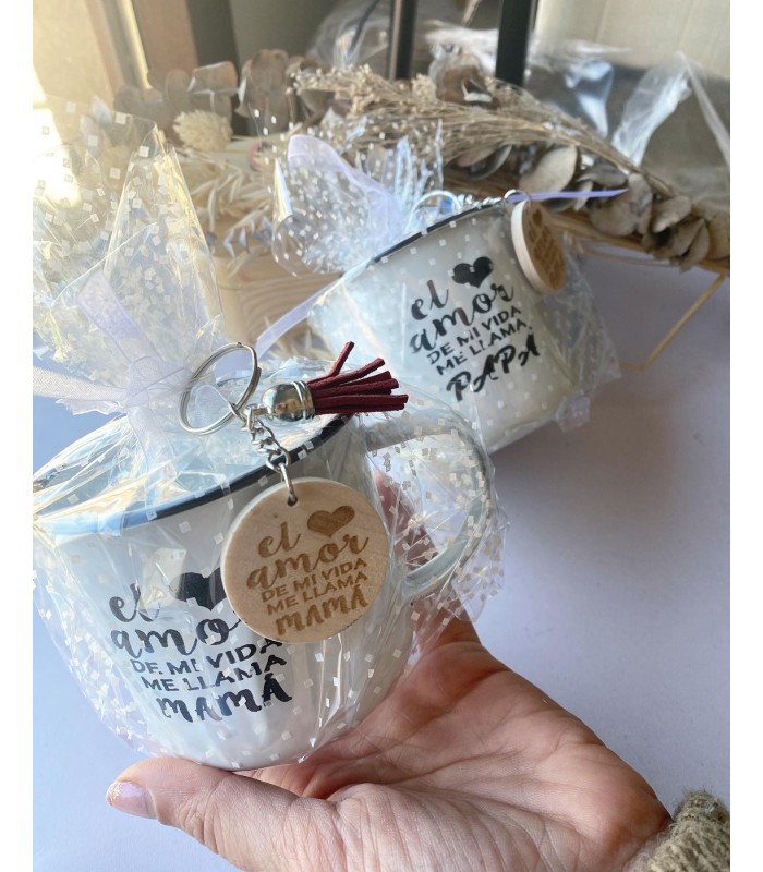 Taza y llavero para papá o mamá