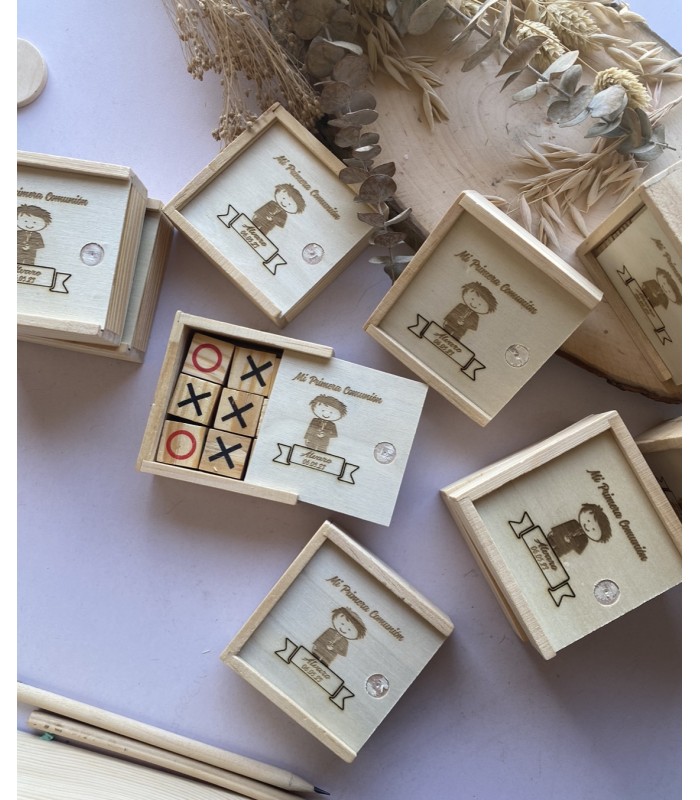 Juego 3 en raya de madera personalizado