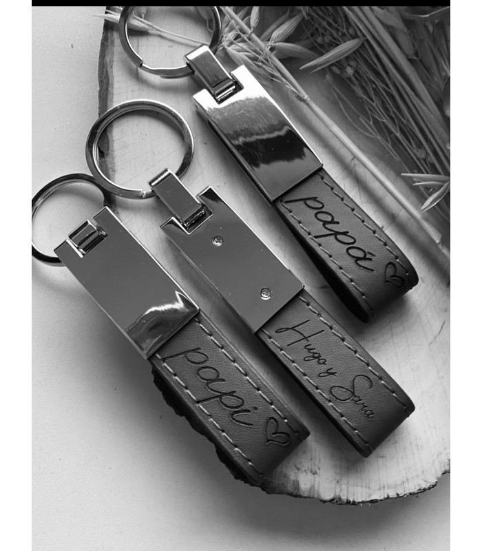 Llavero cuero y metal para papá