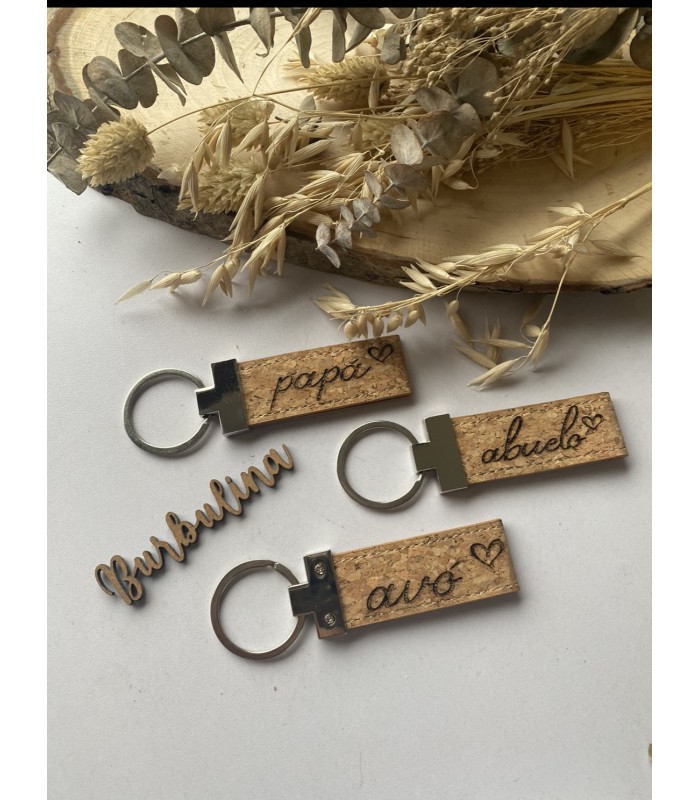 Llavero metal y corcho para papá