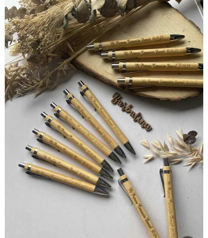 Boli de madera personalizado  para boda bautizo o comunión (dto por cantidad)