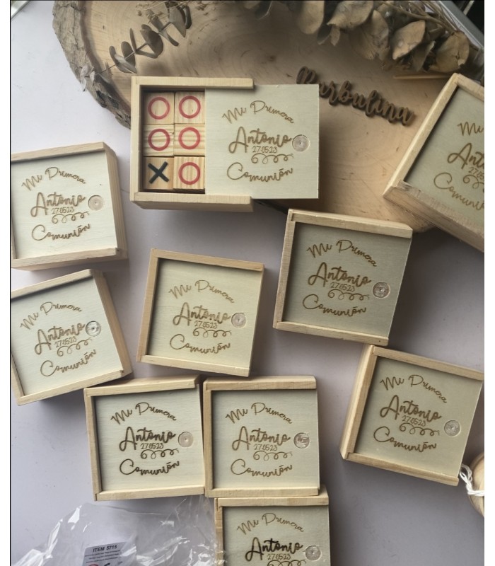 Juego 3 en raya de madera personalizado