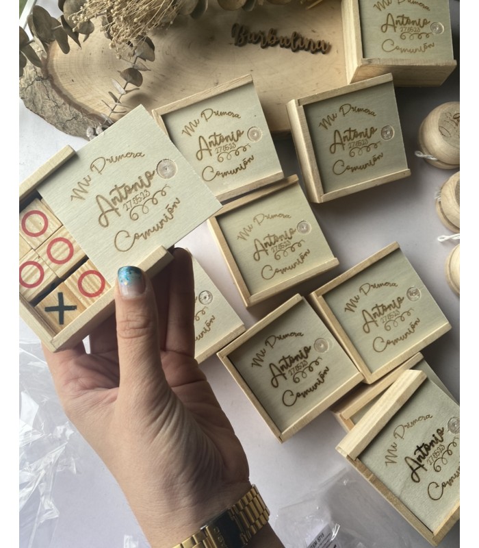 Juego 3 en raya de madera personalizado