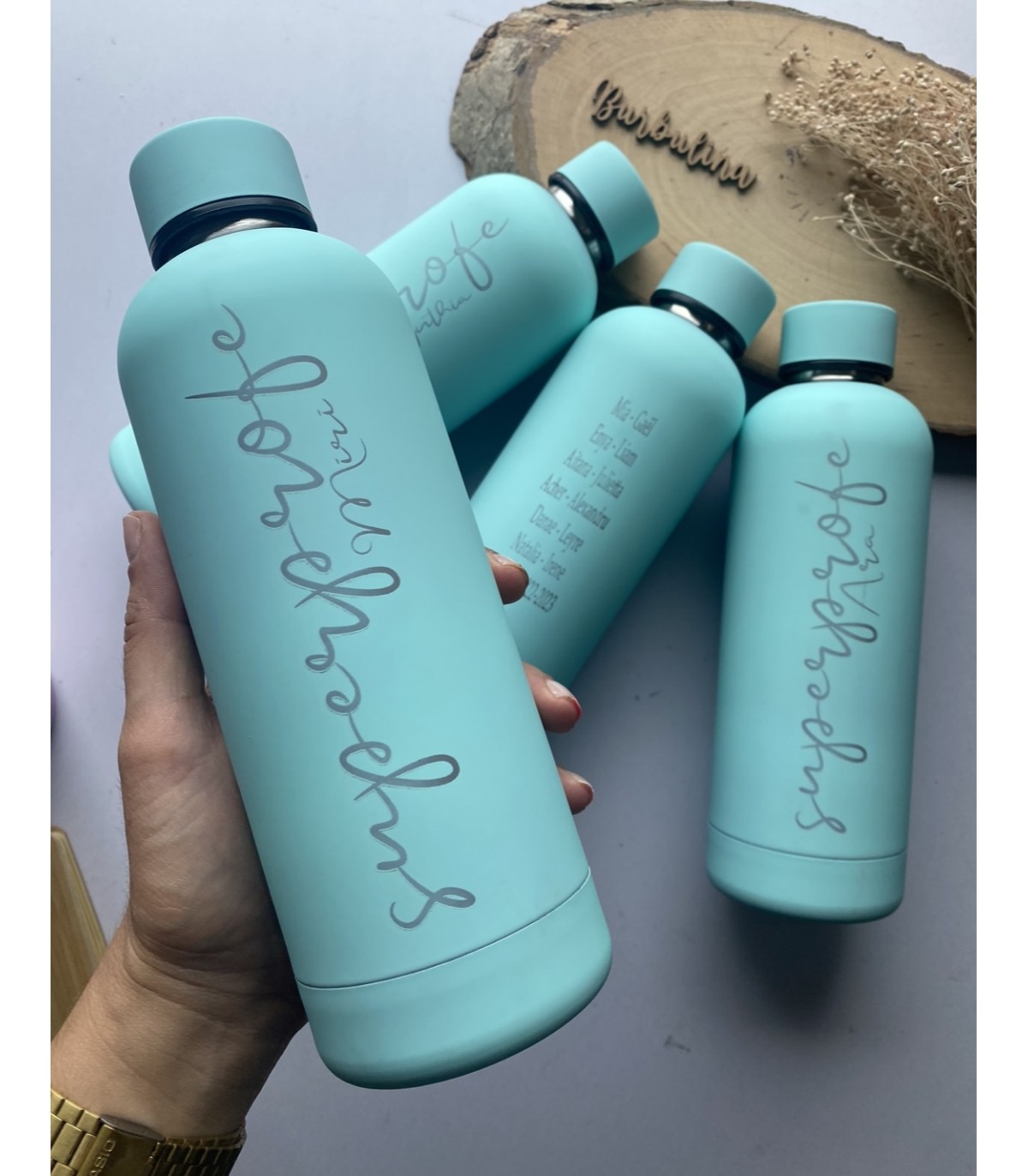Botella Térmica Personalizada con Azul / Mint Profesor - La Vida Es Algo Más