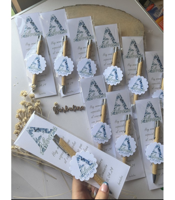 Marca páginas con boli eucalipto azul