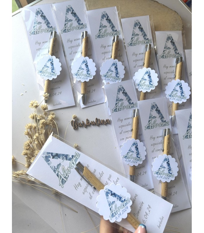 Marca páginas con boli eucalipto azul