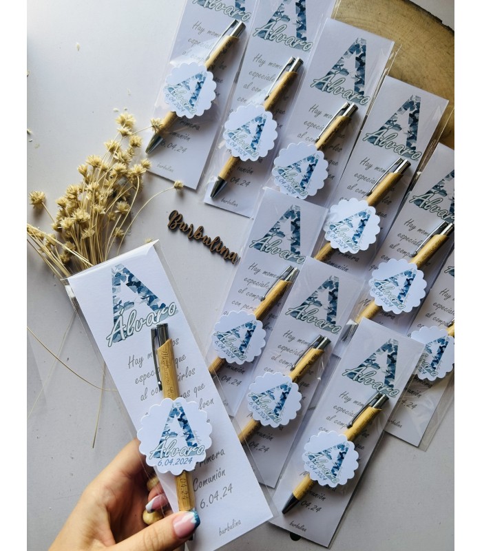 Marca páginas con boli eucalipto azul