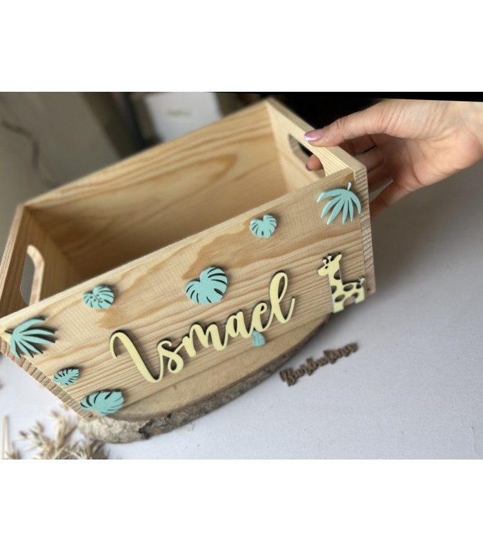 Caja Regalo Bebé Safari Personalizada de Madera