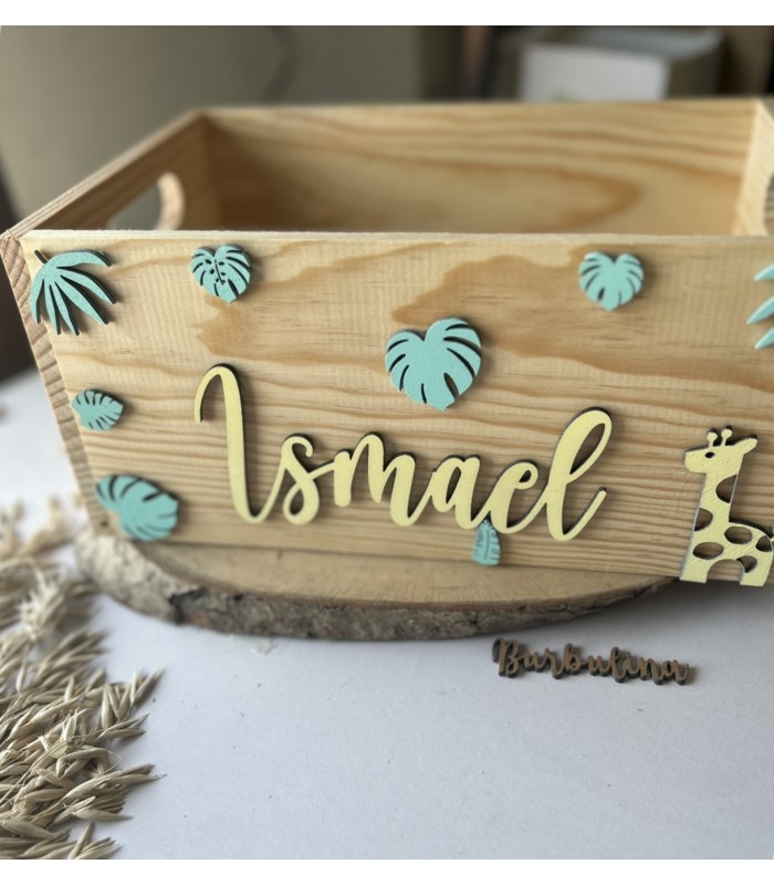 Caja Regalo Bebé Safari Personalizada de Madera