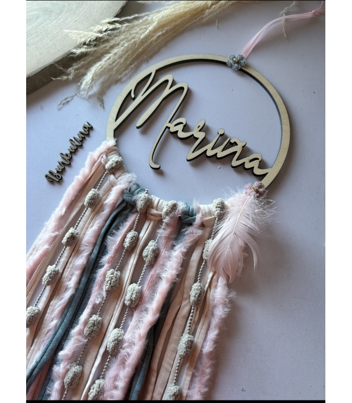 Atrapasueños con nombre modelo “boho chic”