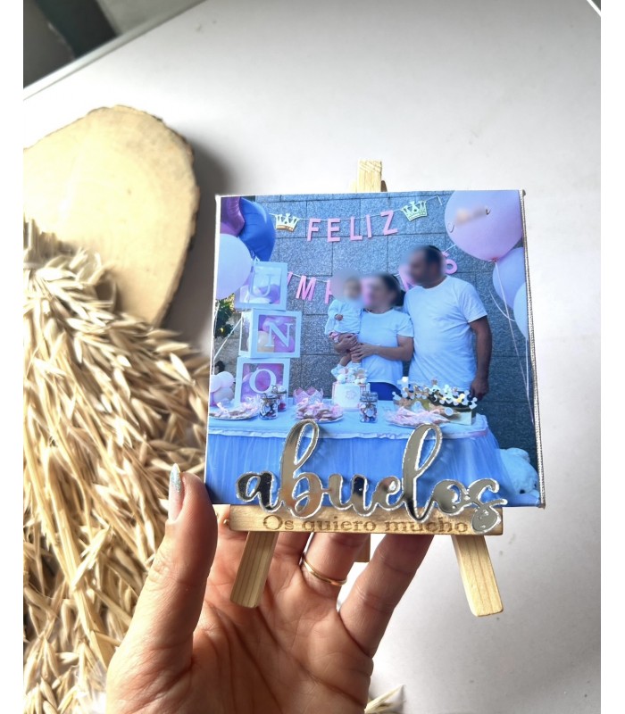 Caballete personalizado con foto para abuelo, padrino, papá…