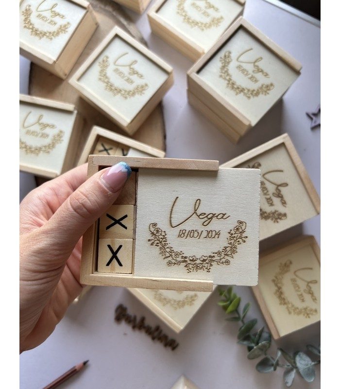 Juego 3 en raya de madera personalizado
