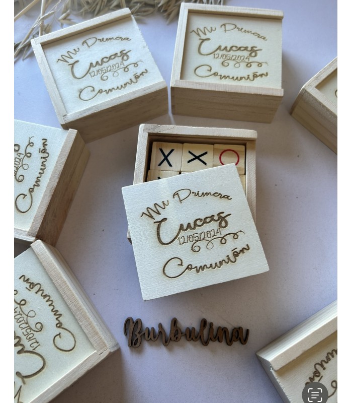 Juego 3 en raya de madera personalizado