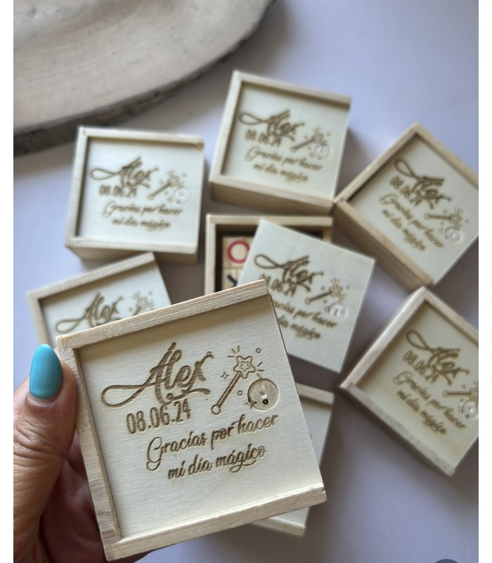 Juego 3 en raya de madera personalizado