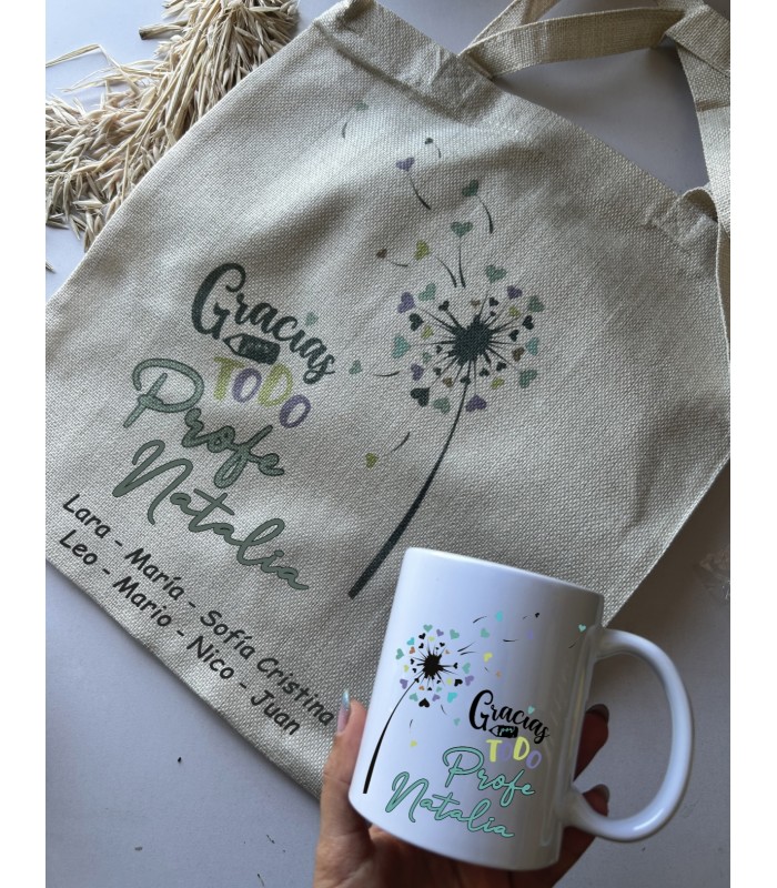 Bolsa y taza para profe