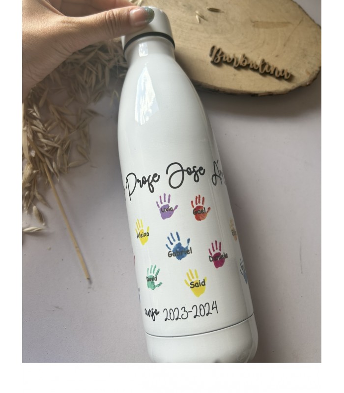 Botella térmica profe huellas alumnos