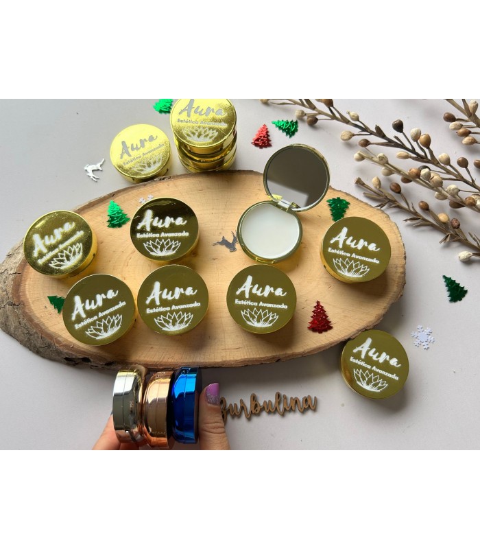 Labial con espejo personalizado para empresa