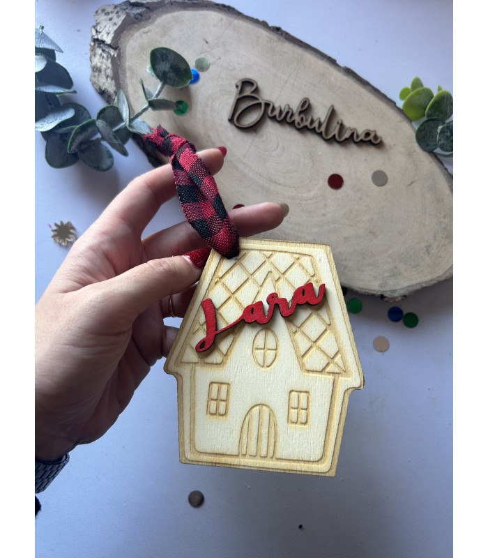 Adorno de Navidad Casa de Jengibre Personalizado con Nombre