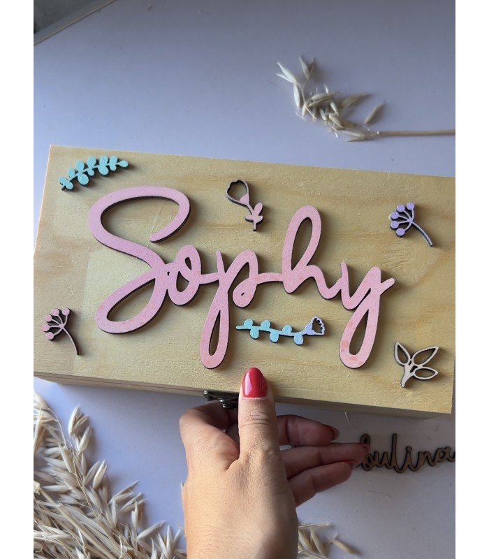 Caja de madera modelo flowers