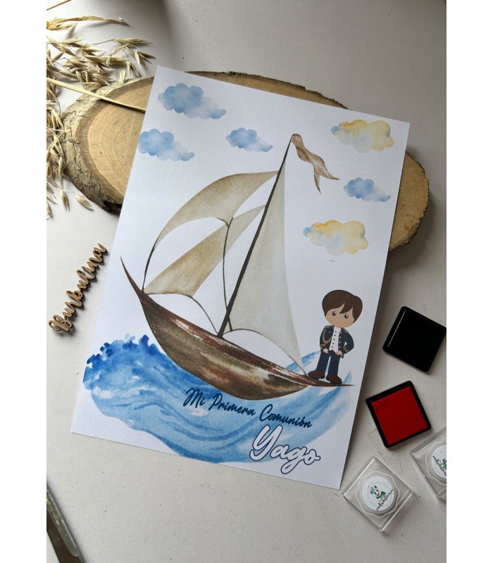 Lámina huellas primera comunión modelo marinero
