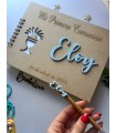 Libro de firmas primera comunión de madera con boli modelo cáliz