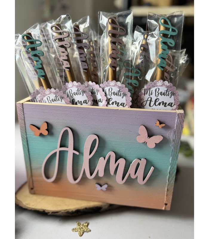 Caja de Madera Personalizada con Nombre Pintada a Mano en degradado