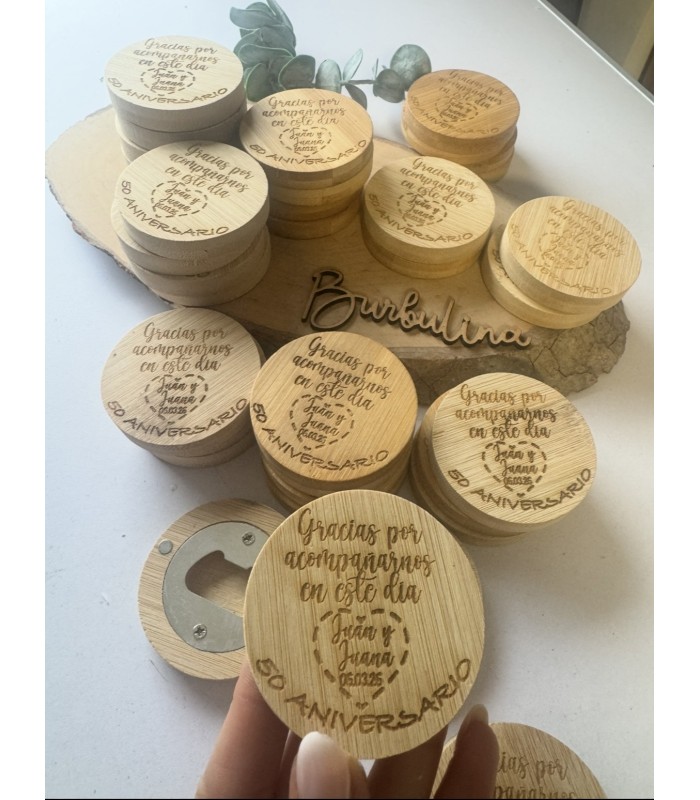 Abridor madera bodas de oro o aniversario