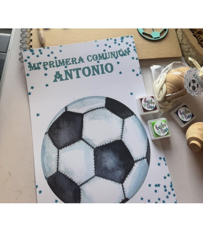 Lámina huellas primera comunión modelo futbol