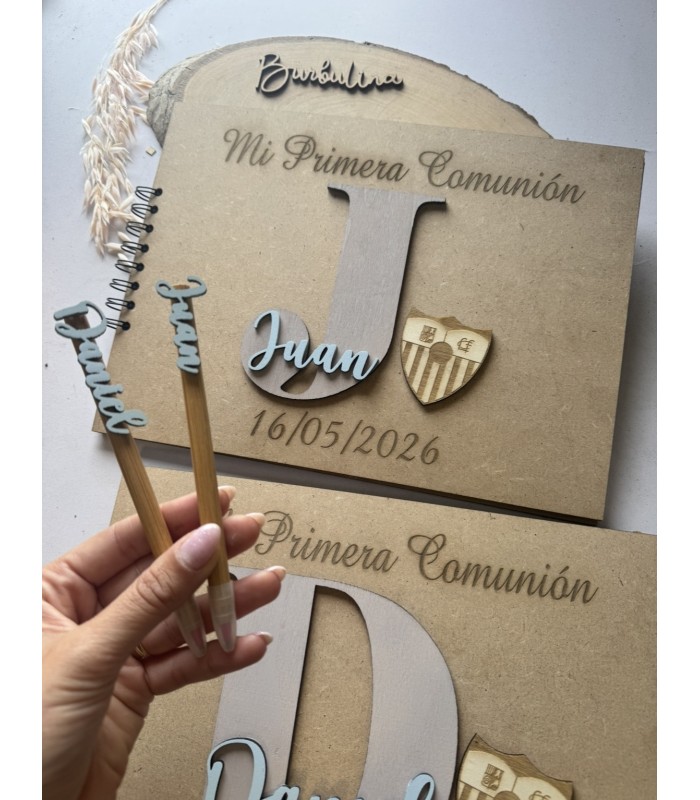 Libro de firmas primera comunión escudo fútbol con boli