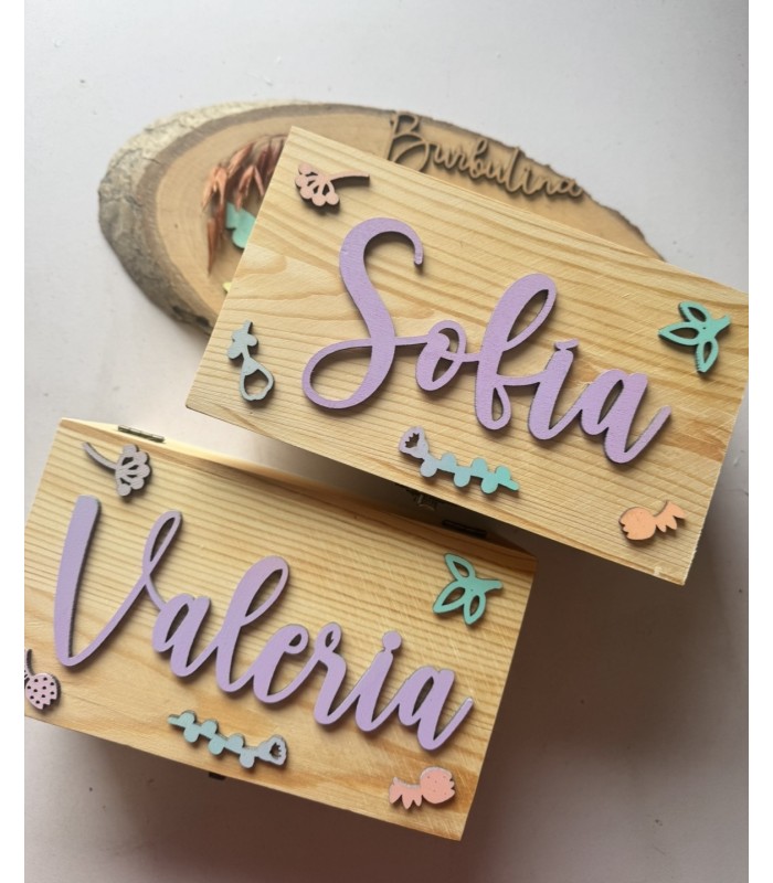 Caja de madera modelo flowers